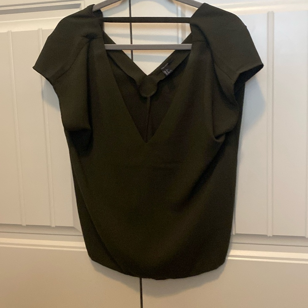 Dark green blouse with a V-neck